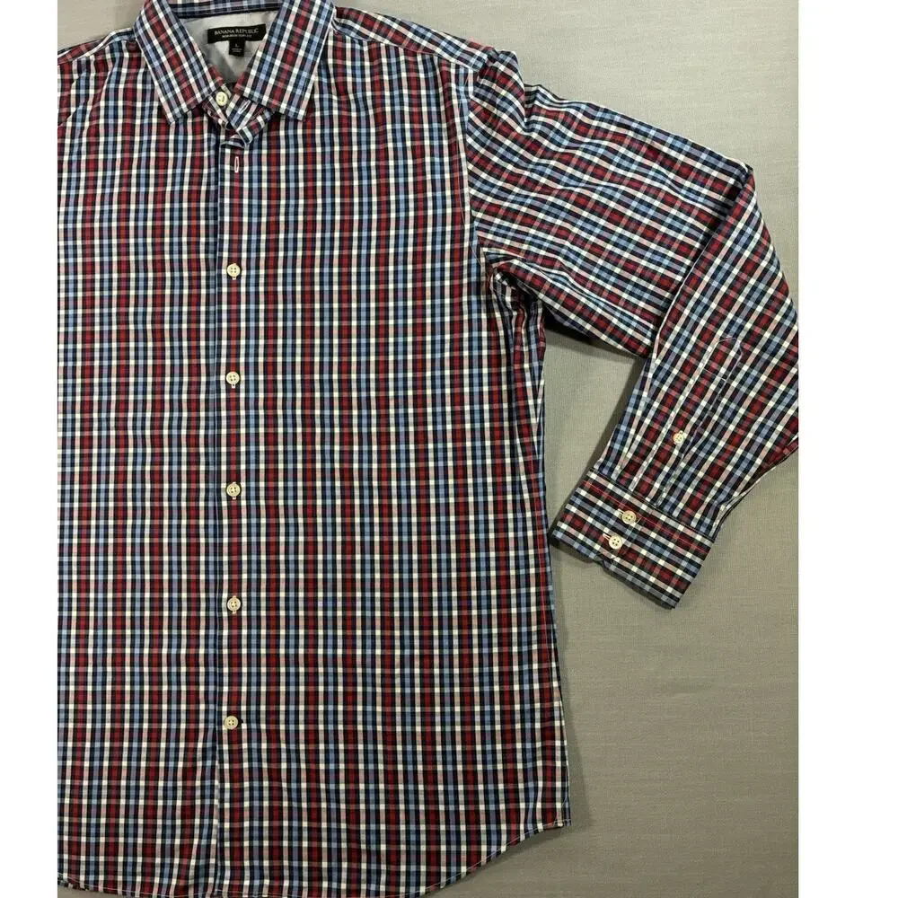 Banana Republic Slim Fit Plaid Button Down Shirt Men's Large Non Iron